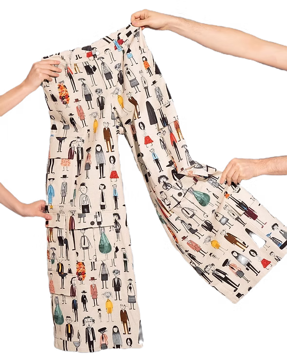 Pants with figures pattern